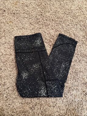 ZYIA Black Leggings with White Speckle Print